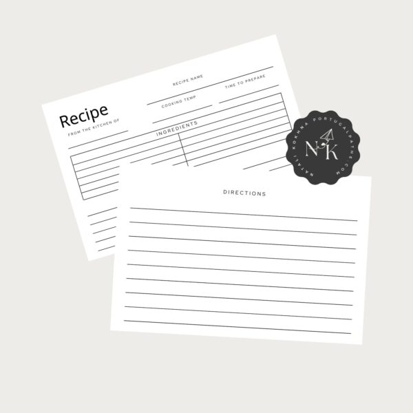 Recipe Card 4x6 Photo