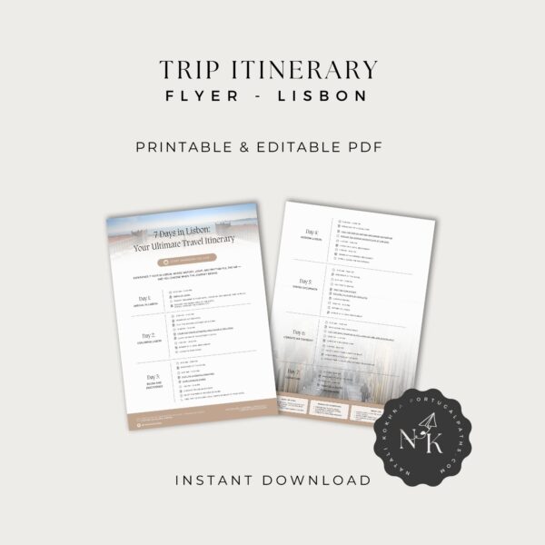 7-Day Lisbon Itinerary – Printable A4 PDF (2 Pages)