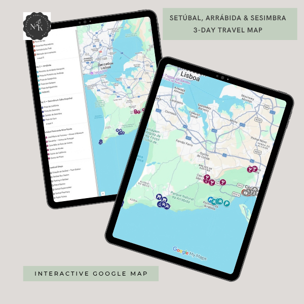 Setúbal, Arrábida & Sesimbra — 3-Day Travel Map